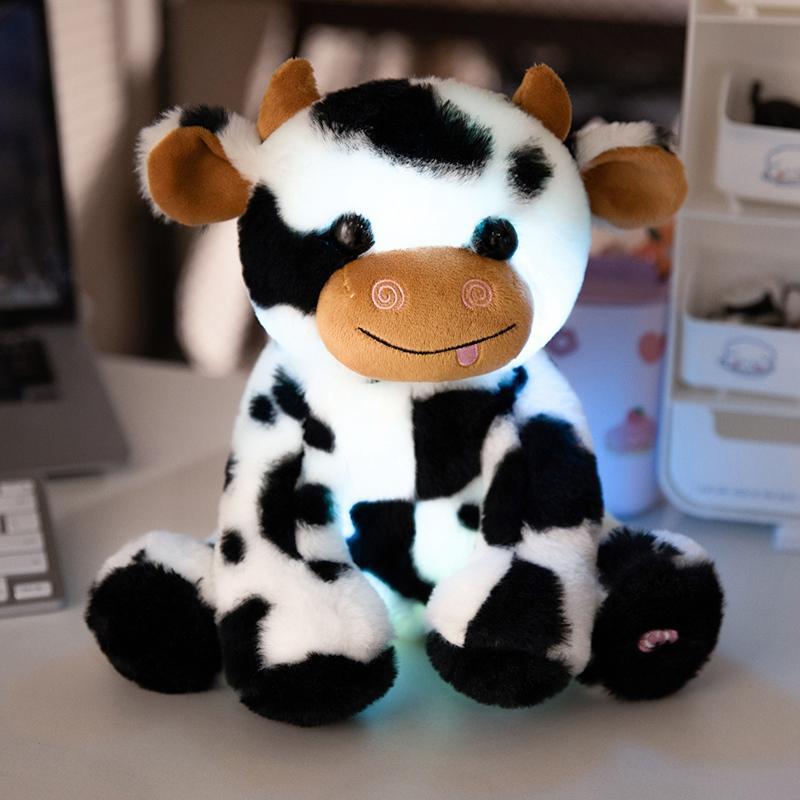 Cow Design Plush Toy, Huggable Stuffed Animal, 1 Count Cute Glow in the Dark Cow Plush Doll, Lighting Up, Birthday Gift for Teenagers, Home Decor