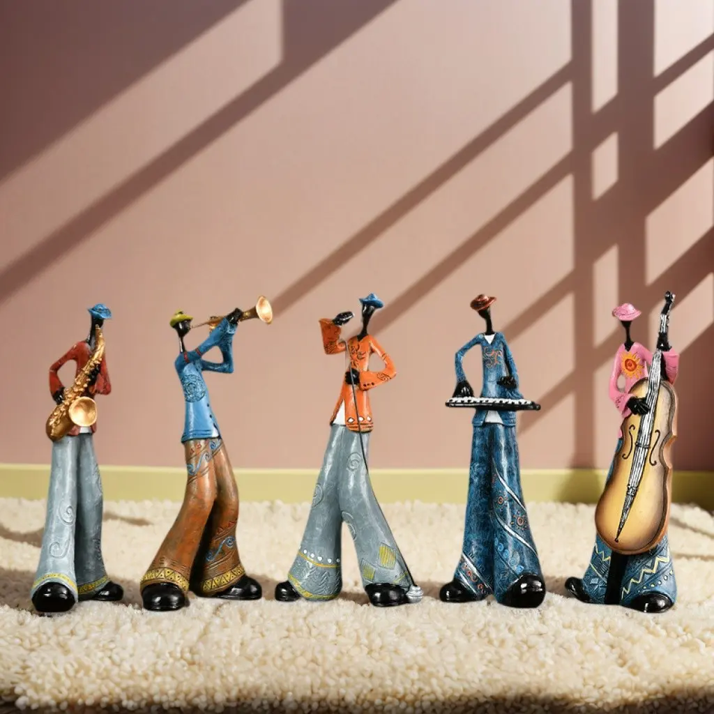 Vintage Band Resin Ornament, Living Room Desktop Art Decor, Retro Musician Sculpture, Unique Home Decoration Piece, Decorative Figurines