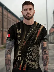 Mexico Usa Flag Eagle Claw Aztec Heritage Warrior Shirt, Casual Fitted Long Sleeve Top, All Season Fashion, Unique Animal Ethnic Tribal Print Desig
