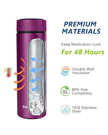 Insulin Cooler Travel Case,EVA Insulation Travel Medicine Kit with 2 Ice Packs for Diabetes Care,Insulin Pen and Other Diabetic Supplies (Purple)