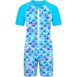 Girls One Piece Swimsuit UPF 50+ Rash Guard with Front Zipper  Ages 3-14