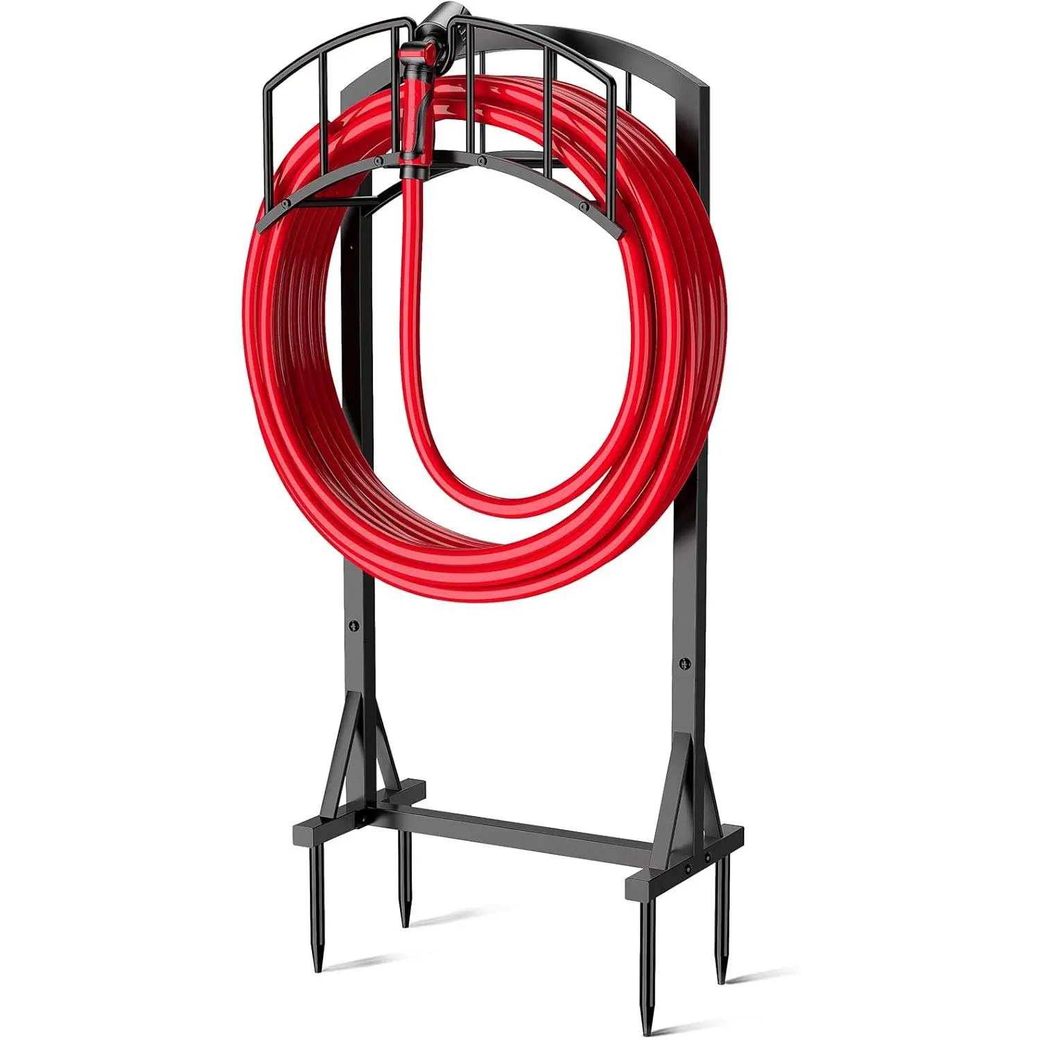 Littleox Garden Hose Holder, Heavy Duty Hose Hanger with 4 Spikes,Freestanding Water Hose Holders Rack for Outside Lawn & Yard