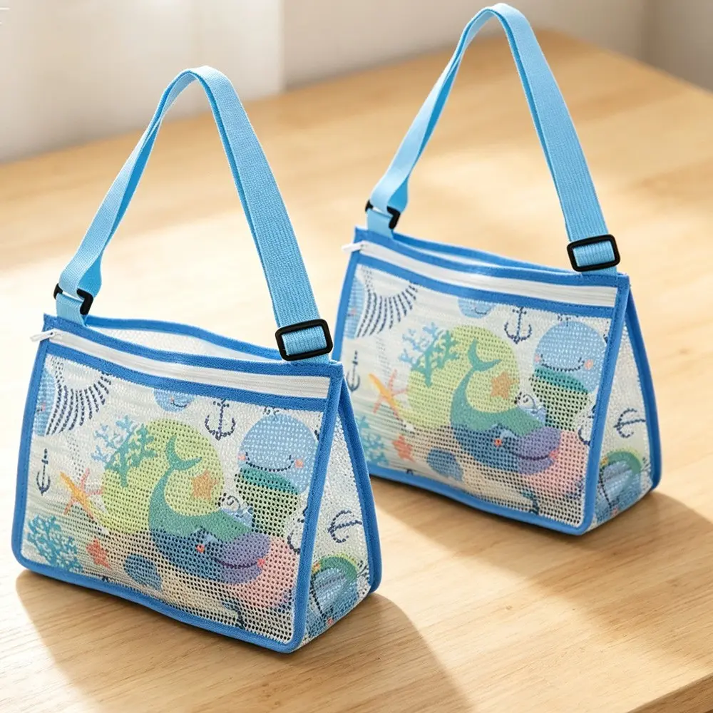 Kids Beach Toy Mesh Organizational Zipper Storage Bag with Zipper, Shell Collecting Tote for Boys and Girls, Swim Gear Organizer, Picnic Grocery Carryall, Top Choice in Children's Toy Market.