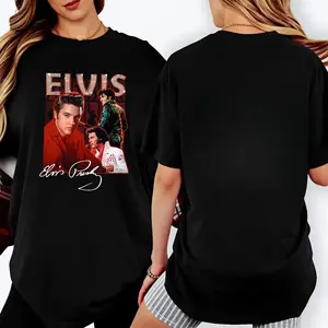 100 Percent Cotton Casual Streetwear Style T-Shirt Elvis Presley  Signature Design Summer Wear Gift For Music Fans And Fashion Lovers #     Elvis Presley #     Memphis Flash #     biopic #     music legend #     The Hillbilly Cat
