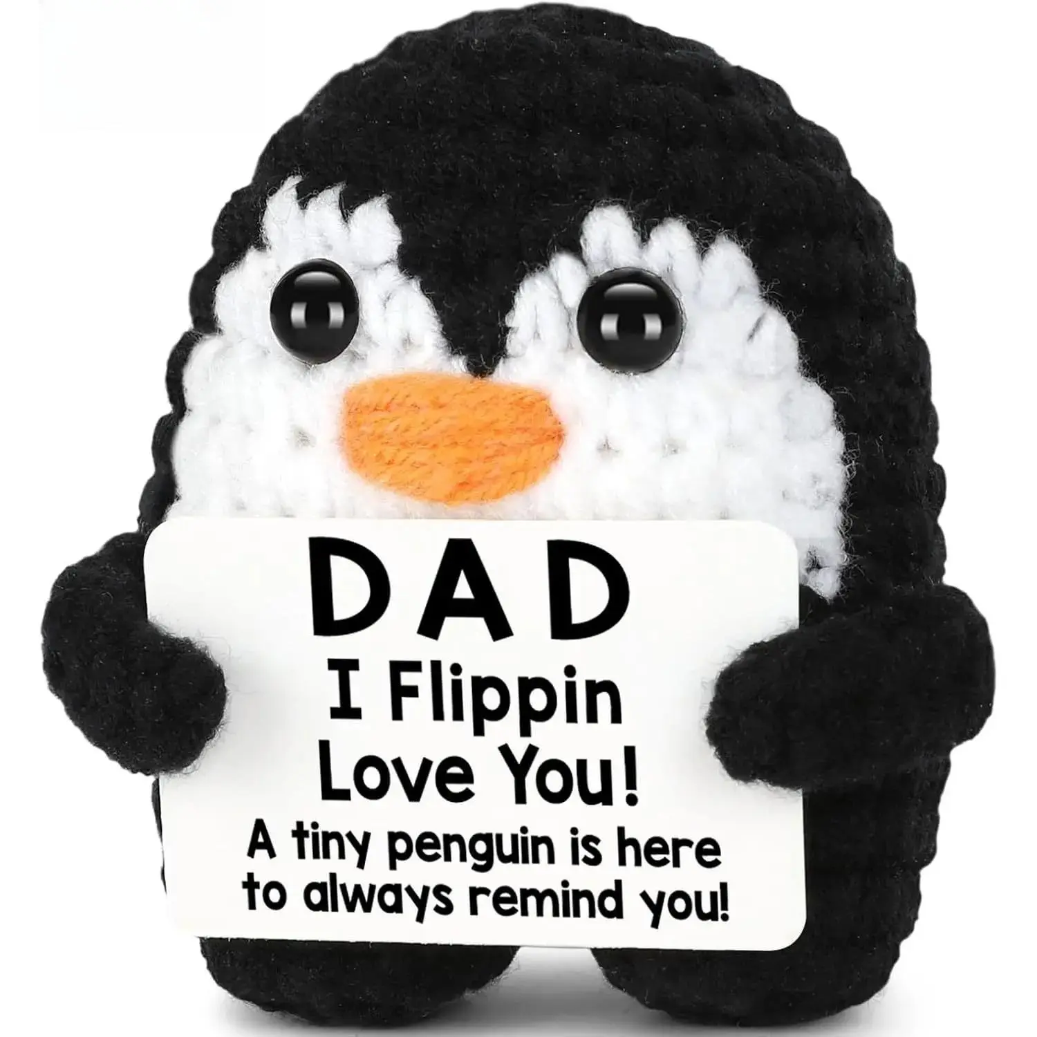 Handmade Crochet Penguin Keychain - Crafted, Exquisite Craftsmanship, Animal Motif, Crochet Plush Keychains, Father's Day Birthday Gifts from Daughter Son, Cute I Love You Gift for Dads Bonus Stepfathers, Christmas Decor, Crafted Keychains