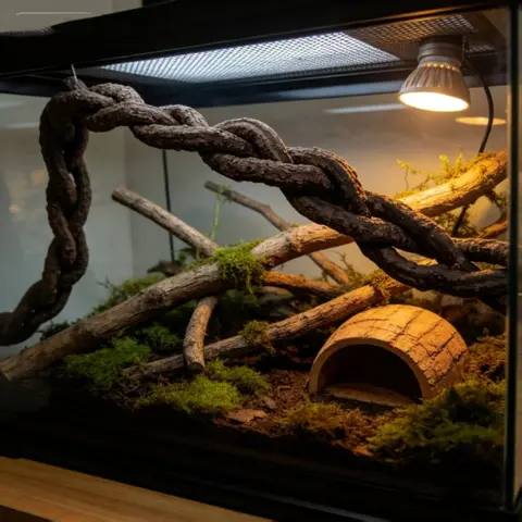Reptile Enclosure Decor, Flexible Climbing Vine and Suction Cup Swing Rope, Ideal for Lizards, Snakes, and Small Pets, Home