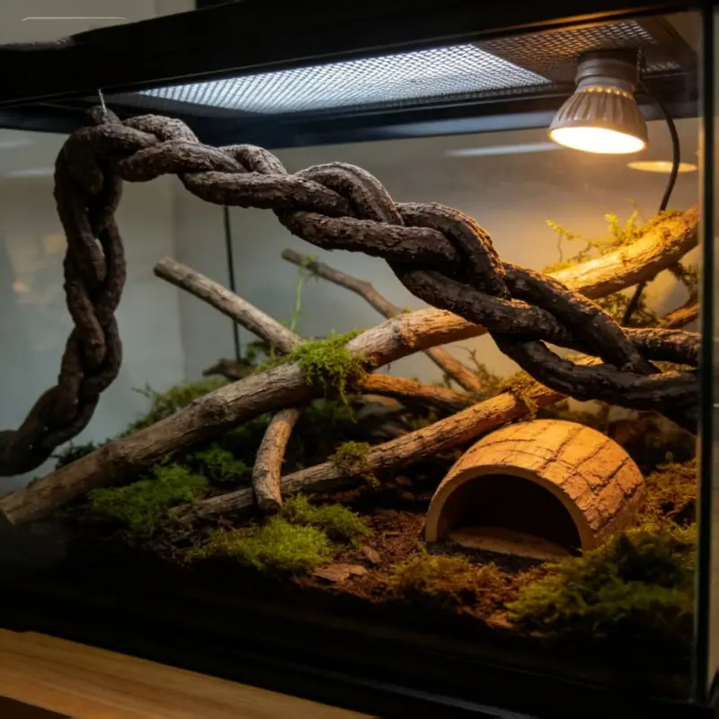Reptile Enclosure Decor, Flexible Climbing Vine and Suction Cup Swing Rope, Ideal for Lizards, Snakes, and Small Pets, Home