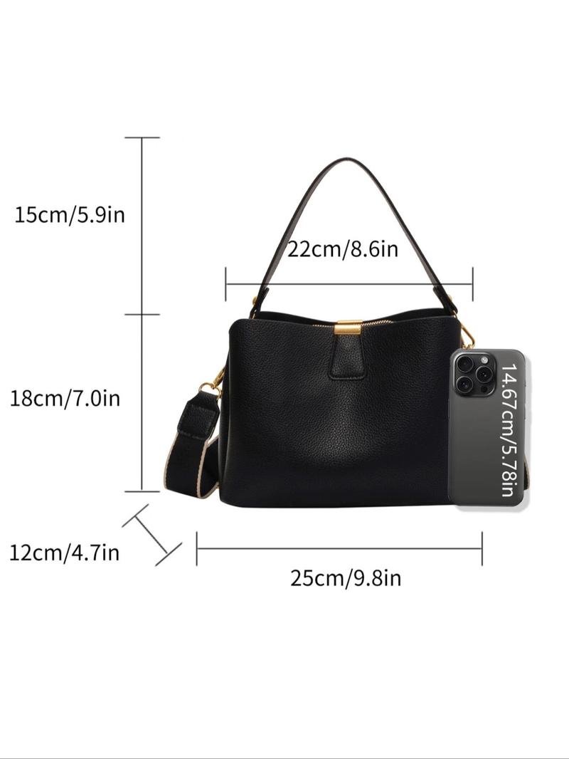 Women's Fashionable Solid Color Bucket Bag, Casual Versatile PU Leather Crossbody Bag, Trendy All-match Commuter Bag for Daily Used