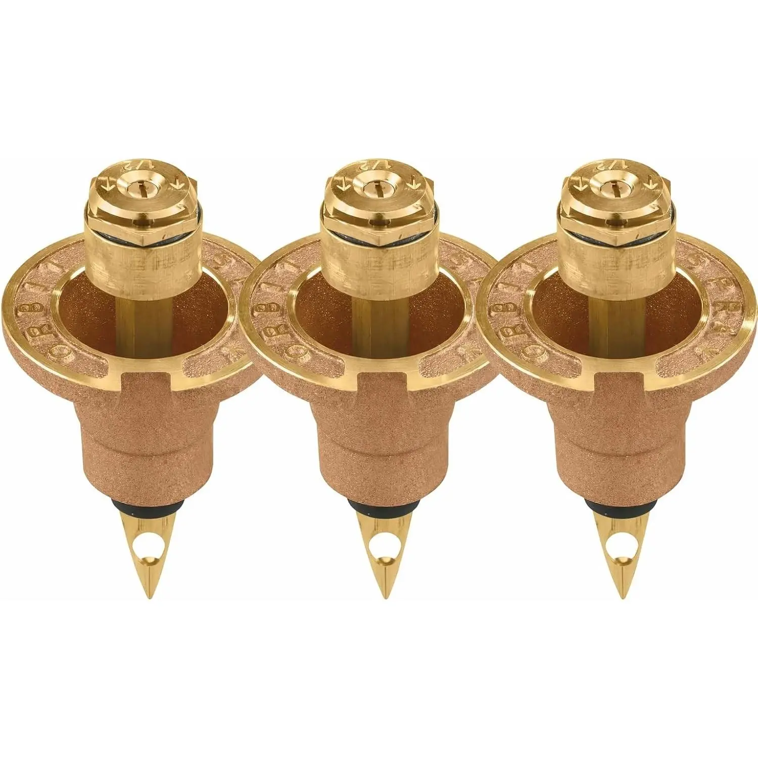 3-Pack 54071 Brass Pop-Up Flush Head Sprinkler with Half Pattern Spray Nozzle - Brass Pop-Up Sprinklers for Half Pattern Spray