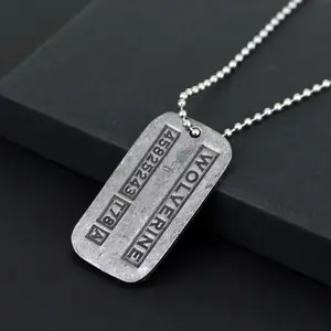 Movie X-Men Wolverine Military Card Necklace Pendant Fashion Superhero Logan Howlett Cosplay Periphery Necklaces