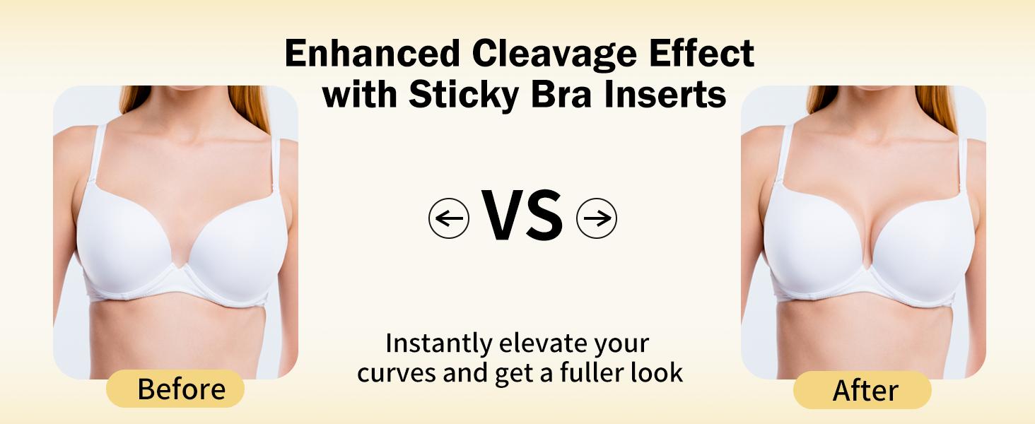 Double Sided Sticky Bra Inserts, Self Adhesive Reusable Sticky Push Up Bra Pads Inserts for Breast Lift