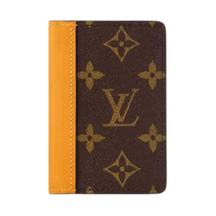 Louis Vuitton Pocket Organizer Cardholder for Men, Monogram Flap Closure Coated Canvas, Saffron Yellow
