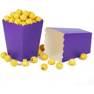 Purple Popcorn Boxes 24-Pack, 4.1-Inch Disposable Snack Containers for Movie Night, Favor, Carnival, and Concession Stands