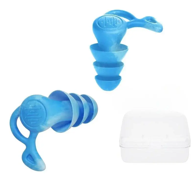 Unisex 3-Layer Anti-Noise Silicone Reusable Earplugs, Snug Fit Waterproof Ear Protectors for Swimming, Sleeping, Three Layers