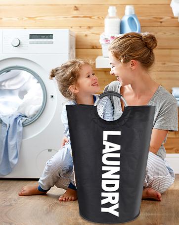 125L Large laundry basket,Collapsible laundry hamper, Tall Clothes Baskets Folding Washing Bin Foldable Fabric Hamper Bags for Bedroom, Closet,Bathroom,College,laundry bag,lightblue