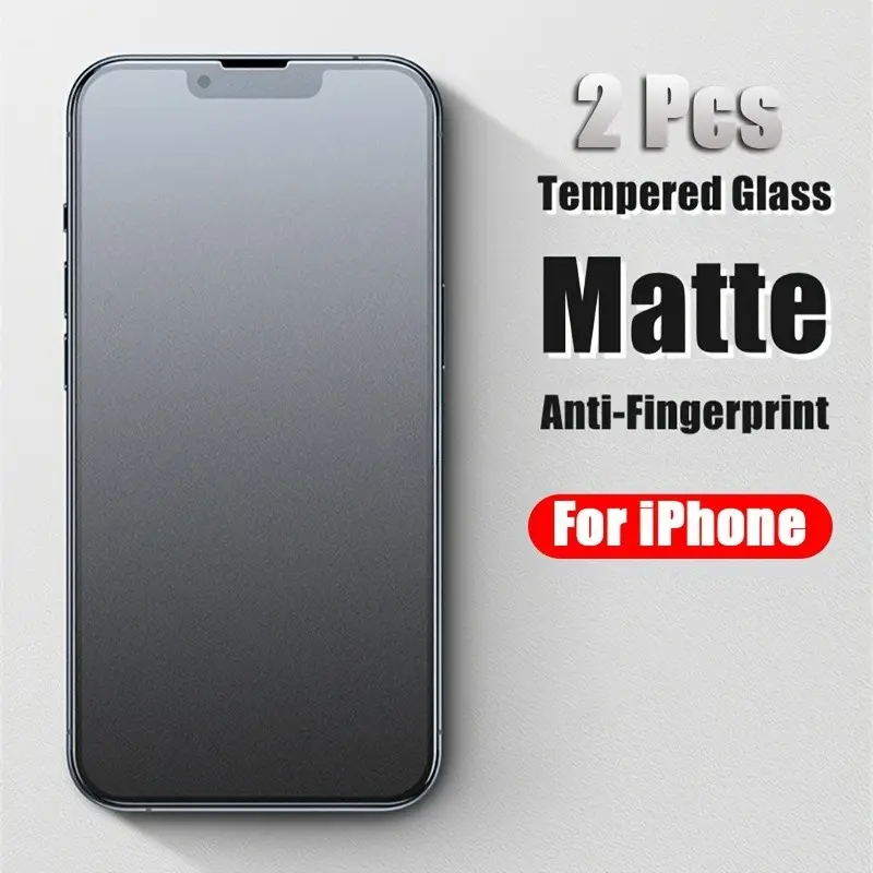 [2pcs] for iPhone 17 16 15 14 13 12 11  Plus Pro Max Full Cover Matte Tempered Glass Screen Protector Frosted Film [Anti-Fingerprints]