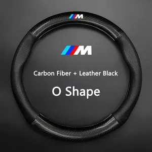 Universal Car Steering Wheel Cover, Carbon Fiber Leather, Compatible with Bmw Models, Solid Design, 36-38cm, No Ca Prop 65