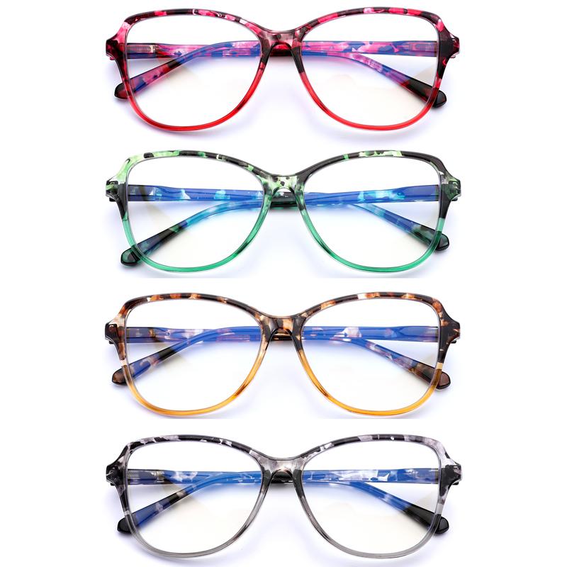 DEAAOK 4 Pack Reading Glasses for Women BlueLight Blocking Readers Spring Hinge Fashion Lady ComputerEye Glasses