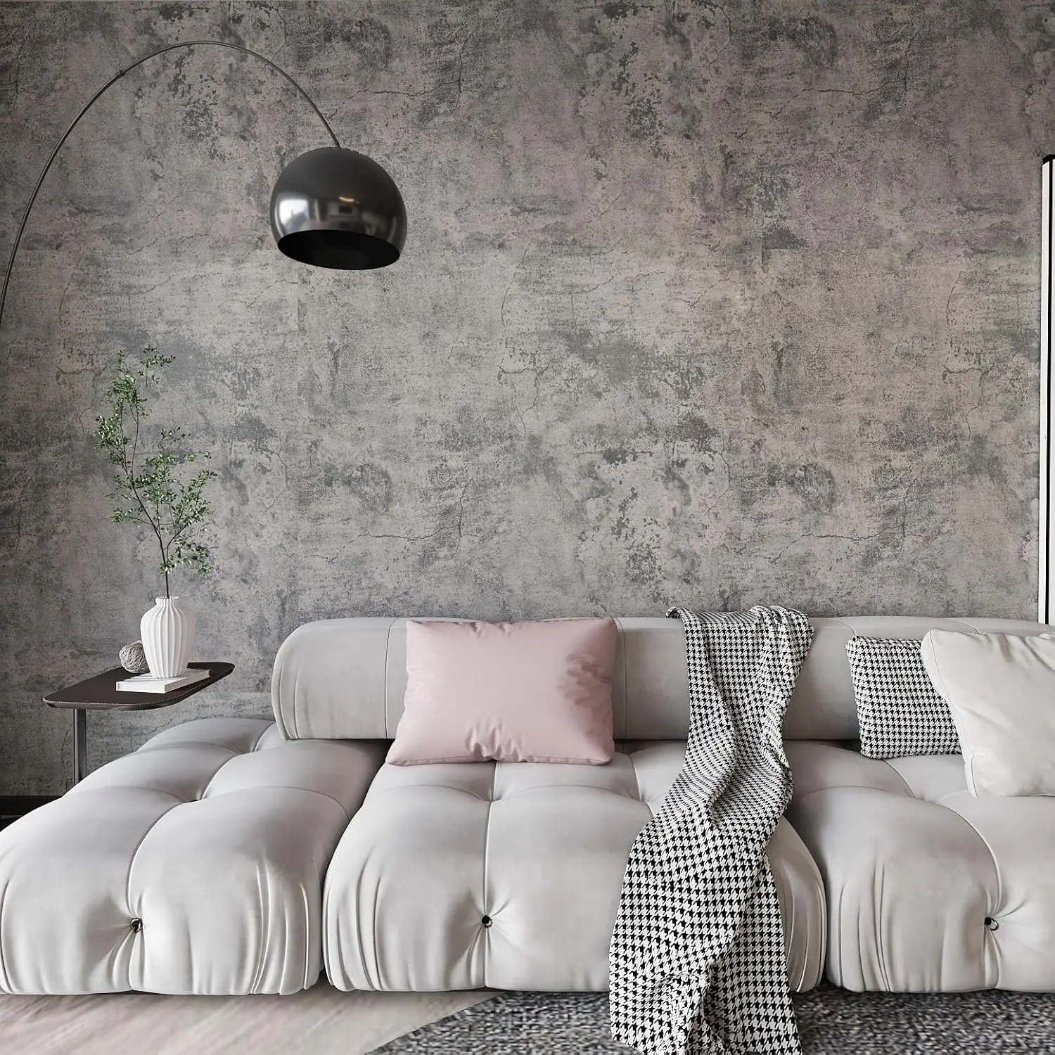 Concrete Wallpaper Peel and Stick Grey Cement Contact Paper Industrial Style Self Waterproof Removable Decorative Wall Covering Vinyl Film Furniture Stickers for Wall Cabinets
