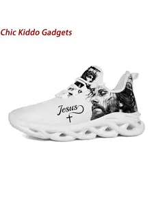 American Flag Jesus Full Coverage Design Men's Lace Up Running Shoes Man Woman Breathable Low Top Casual Sneakers Fashion Non Slip Durable Comfortable Thick Sole Outdoor Lightweight Shoes Boys Girls Birthday and Holiday Gifts