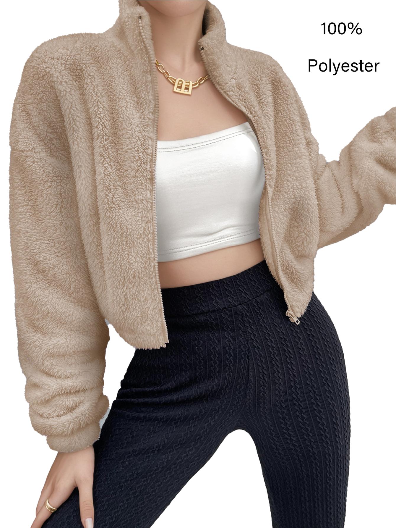 New Spring Women's Jacket, High Neck Zipper Cardigan, Plush Coat