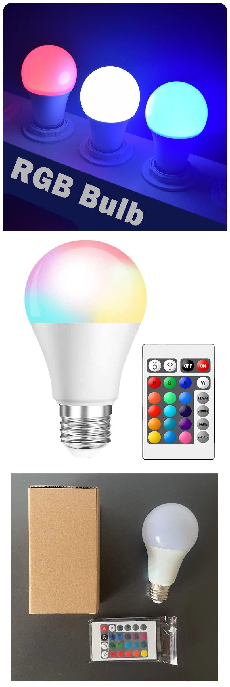 RGB Bulb LED Multicolor Bulb E27 220V Household Lighting Dimmable 24 Key Remote Control Smart Lamp Atmosphere Light