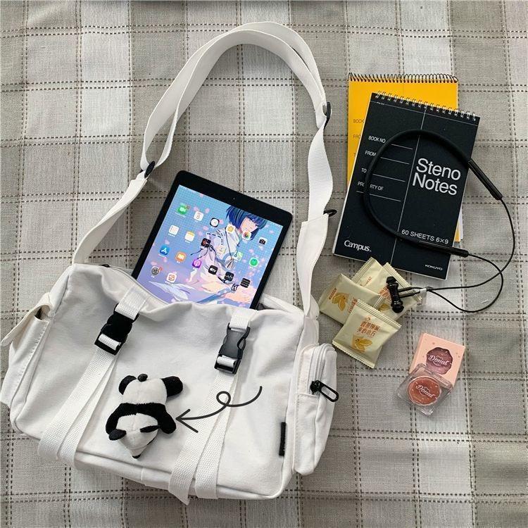 Vintage Canvas Messenger Bag, Large Capacity Crossbody Shoulder Bag for Men and Women, Casual Neutral School Tote with Adjustable Strap, Lightweight Everyday Satchel for College, Travel, Work, Streetwear and Daily Commuting