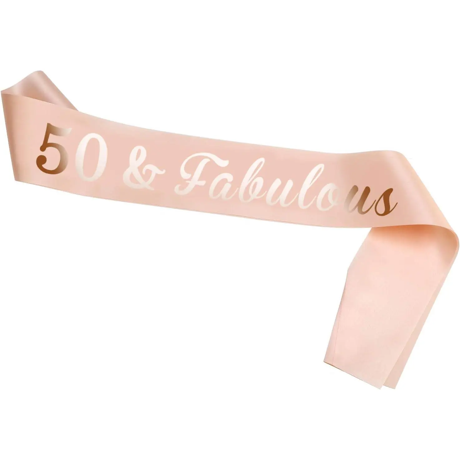 Rose  50th Birthday Sash, 50 and Fabulous Satin Sash for Decorations, Women's  Party Accessories,  Size