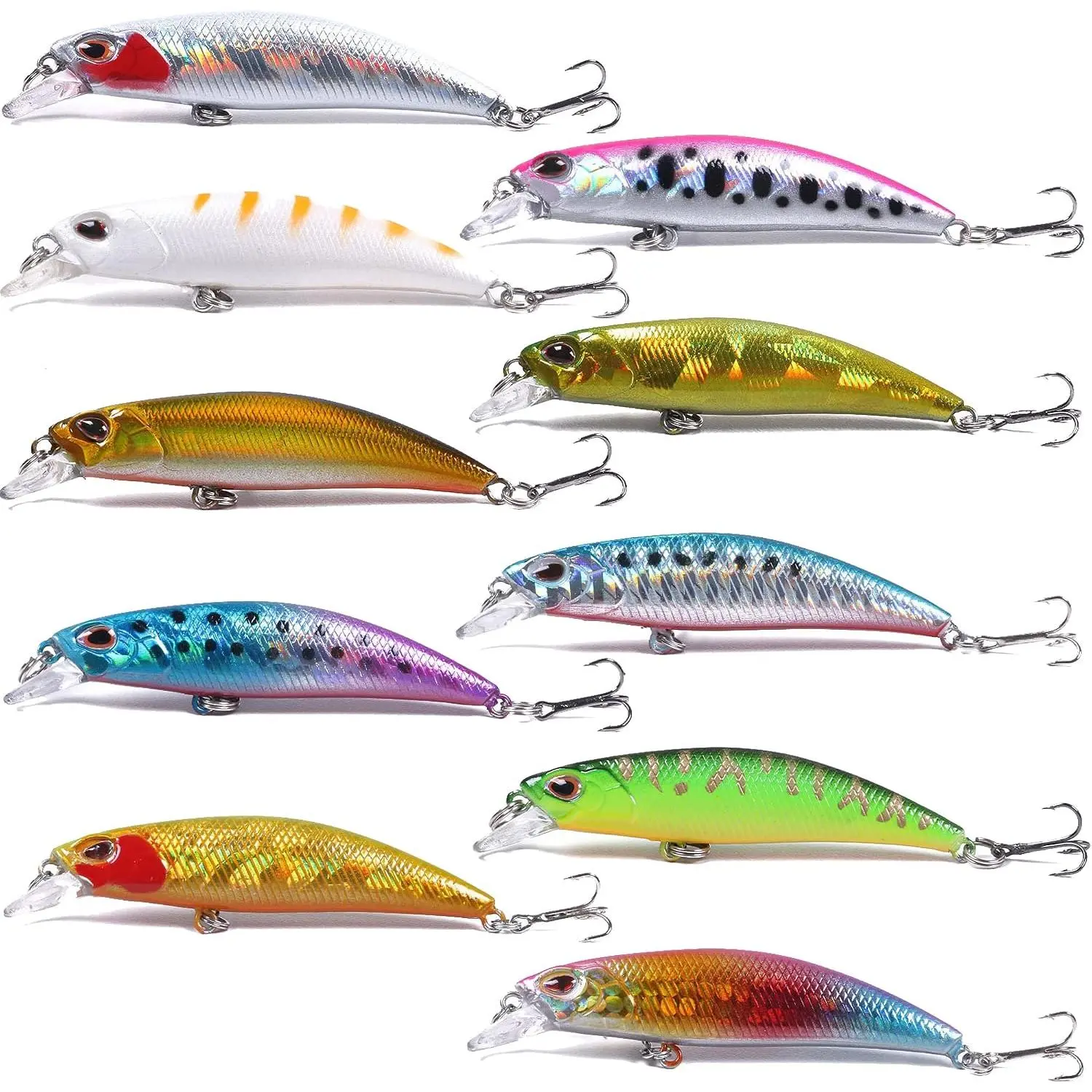 Jerkbait Fishing Lures Jerk Baits for Bass Fishing Jerk  Minnow Lures with Tackle Box for Freshwater Saltwater,10pcs