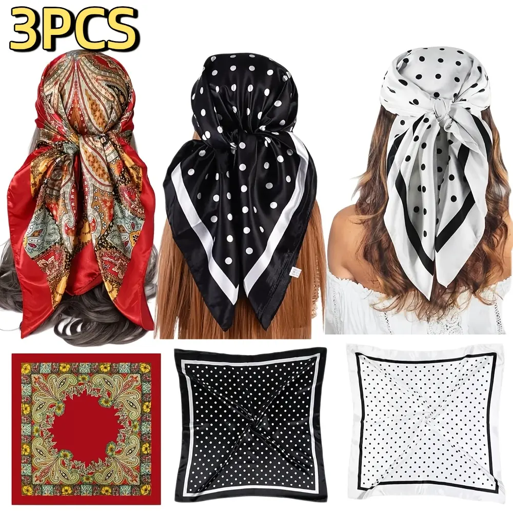 35 Inches 3-Pack Head Scarf for Women Red Bandana Pirate Costume Accessories, Pirate Head Scarf for Hair Wrapping and Sleeping