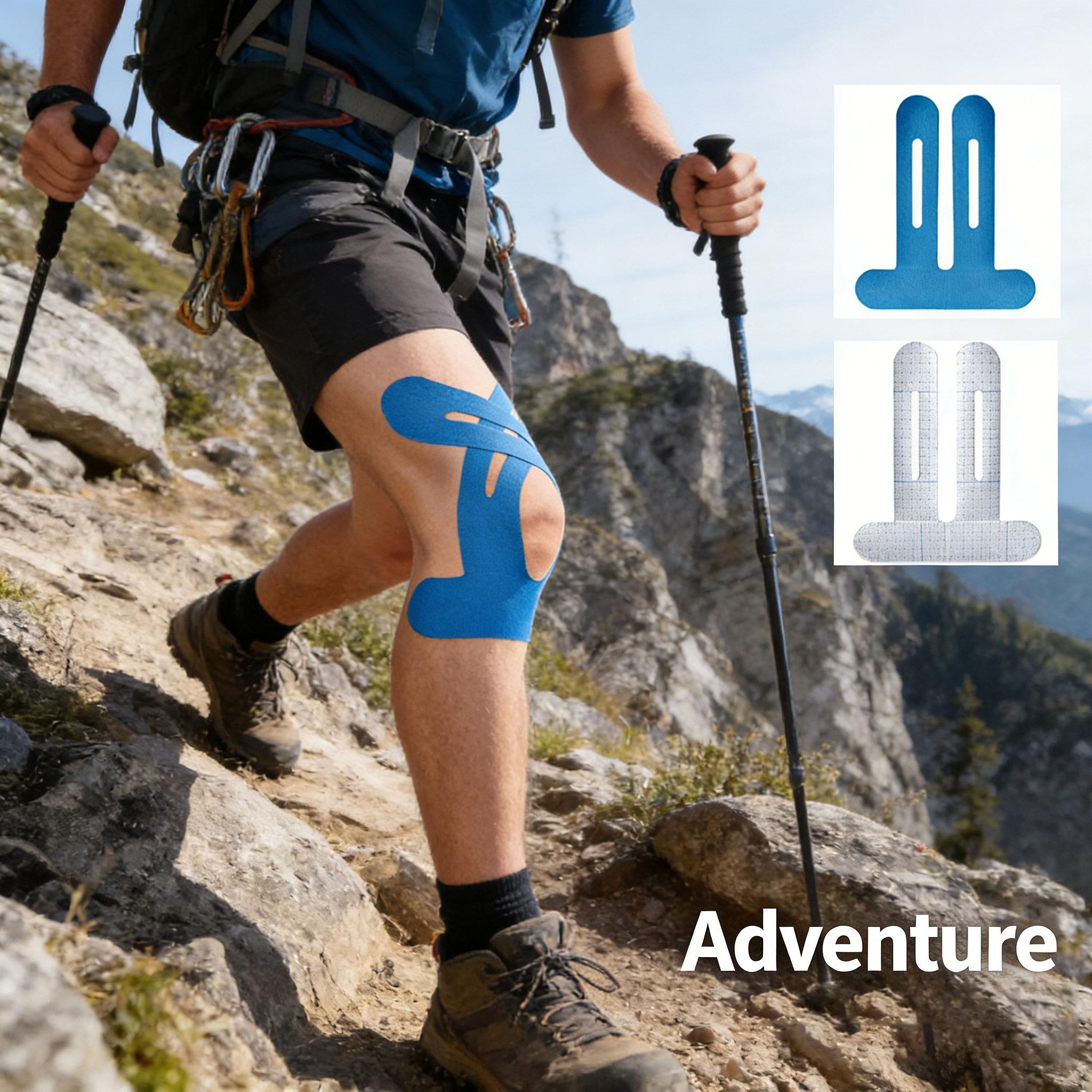 High Performance Knee Support Kit with Kinesiology Tape & Muscle Patches, Skin-Friendly Comfortable Brace for Running & Fitness