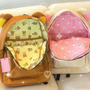 Kawaii Rilakkumas Large Capacity Backpack Japanese Cartoon Anime Student Leisure School Bag Travel Bag Waterproof Nylon Backbag
