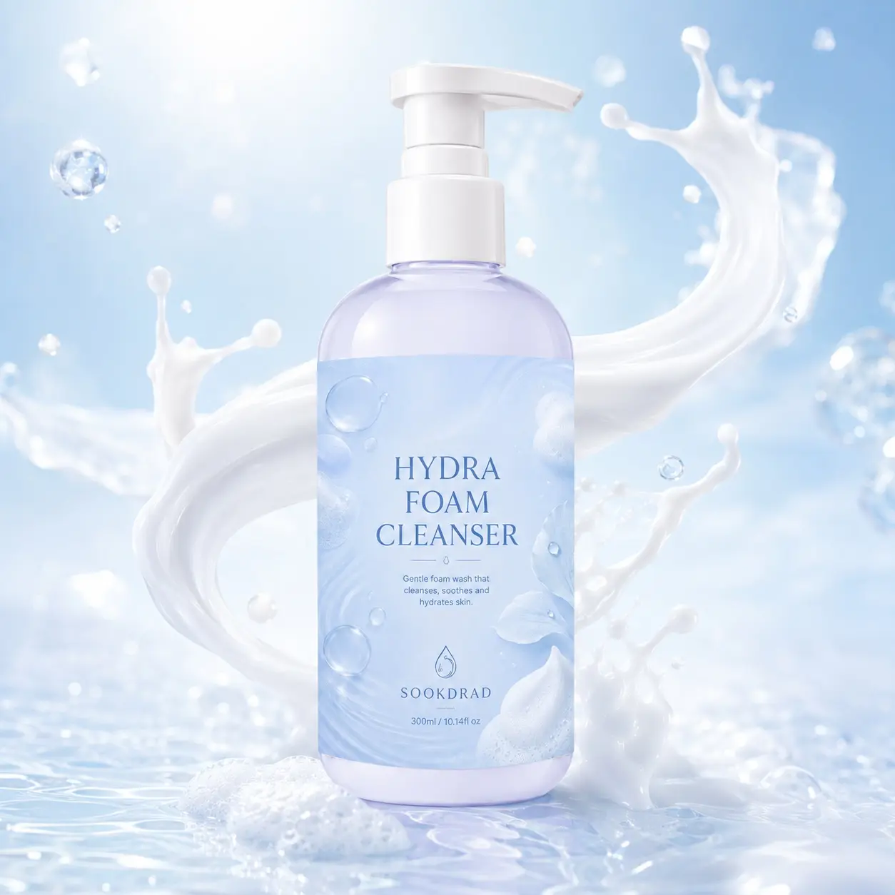 Hydra Foam Cleanser, gentle foam cleanser, cleanses skin, soothes skin, hydrates skin, 10.14fl oz, 300ml