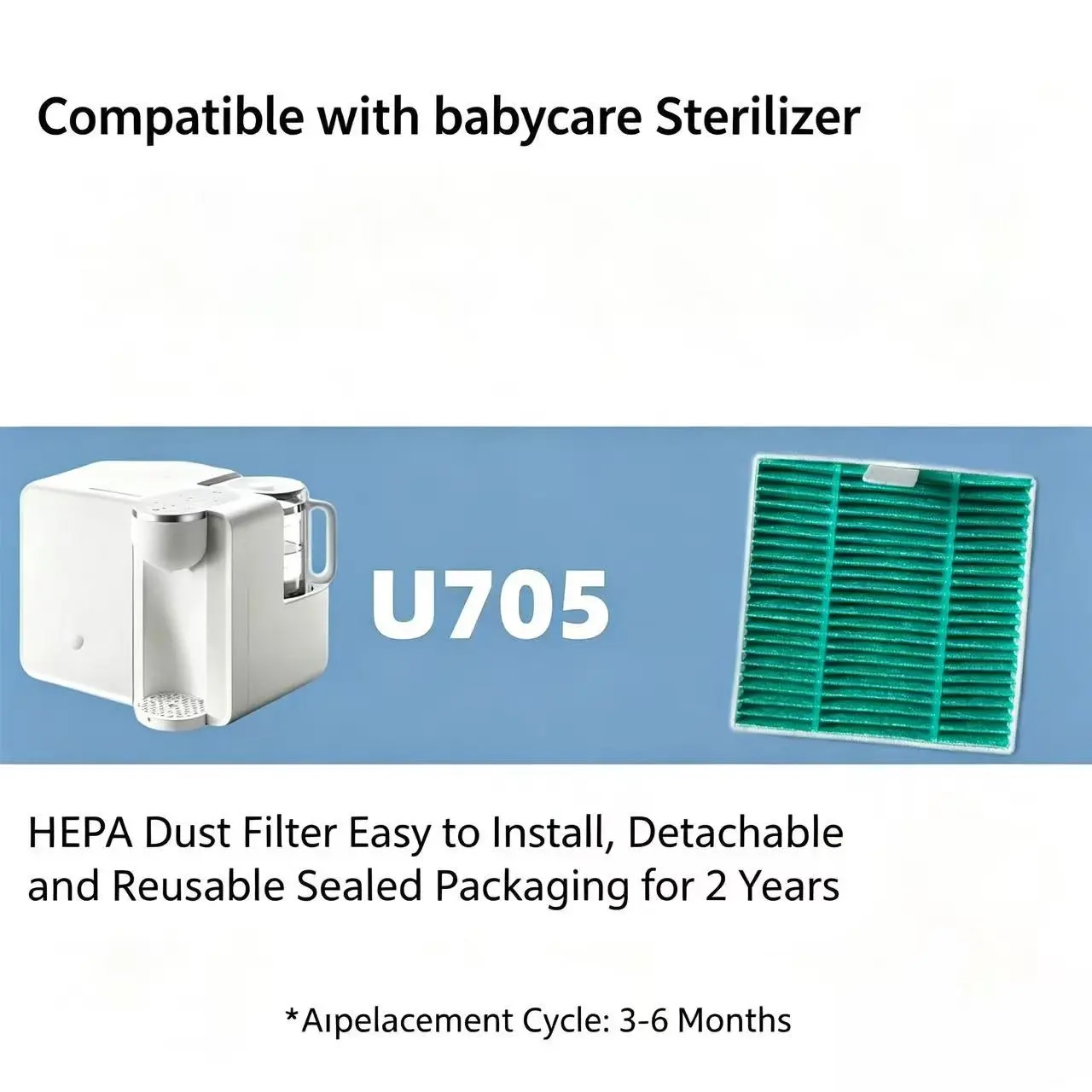 Babycare U705 Bottle Filter Net, Hepa Filter Core, Compatible with Babycare Sterilizer, High-Quality Filtration, Essential Baby Care Accessory