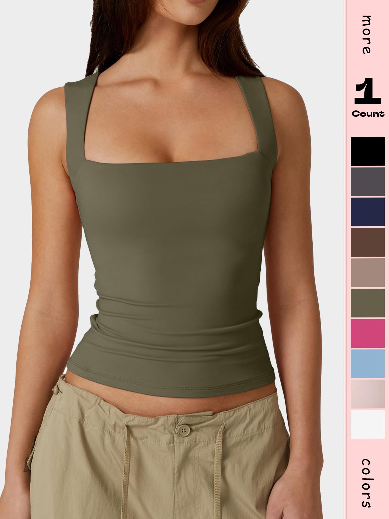 Women's Solid Square Neck Loungewear Top, Casual Slim Sleeveless Basic Top for Daily Wear, Ladies Sleepwear & Loungewear for All Seasons, Minimalist, Casual Comfy Camisole, Cami Tank Top, Camisole Shirts, Camisole Tank Tops