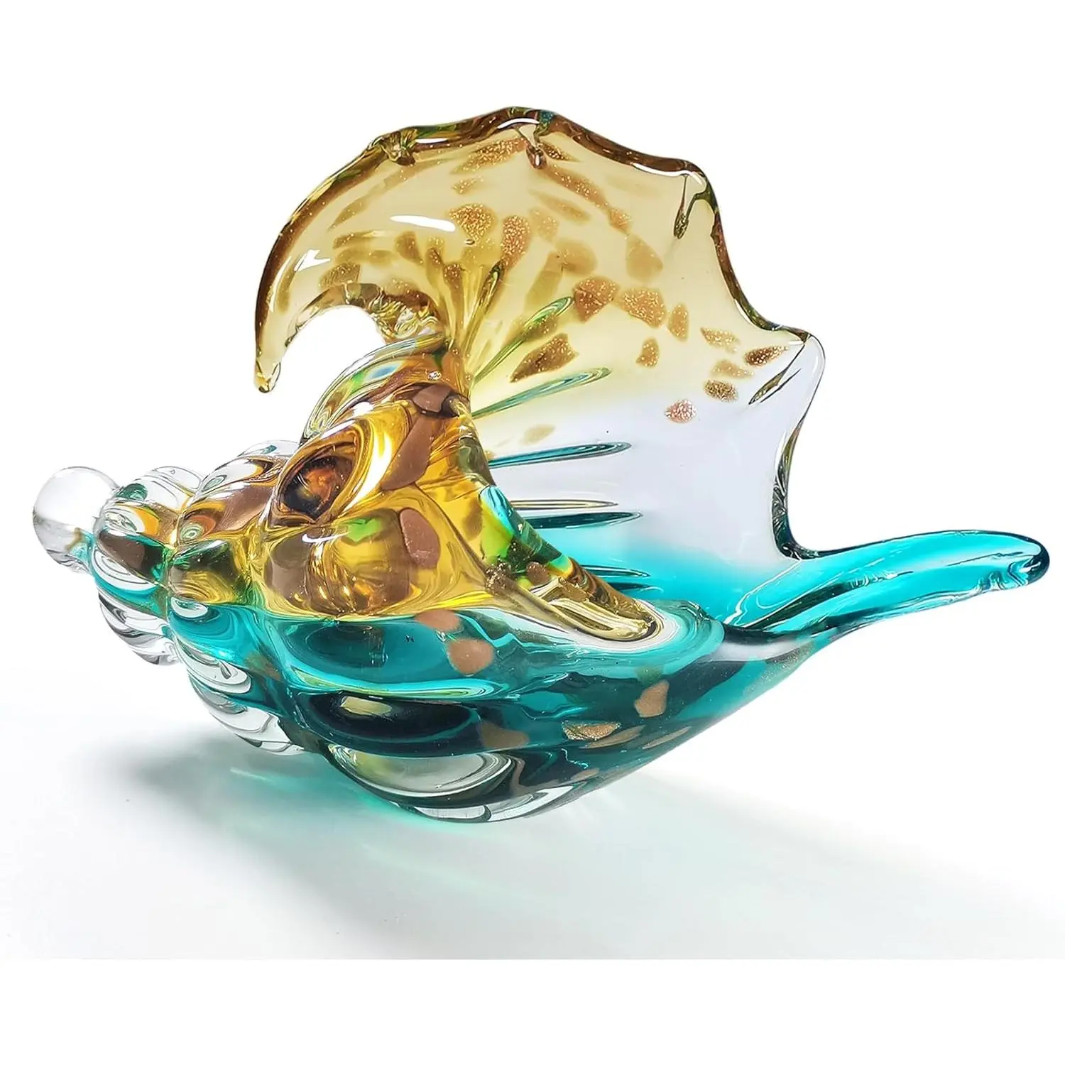 Hand Blown Sea Glass Decor Art - Large Glass Conch Shell, Beach Decorations for Home, Coastal Bathroom & Bedroom Shelf Decor, Ocean Themed Room Seashell, Unique Gift for Sea Lovers