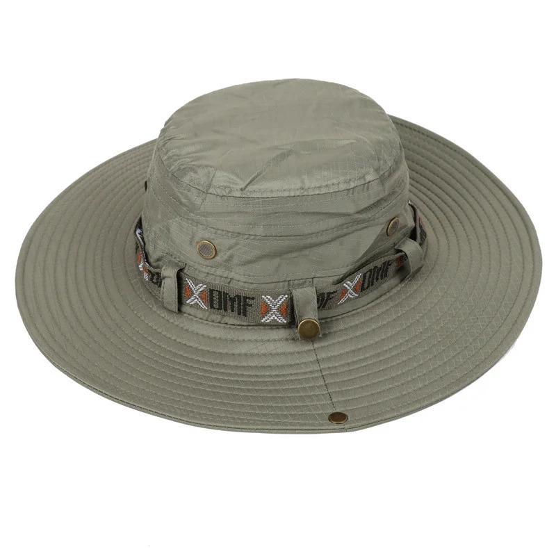 Summer Men Women Breathable Bucket Hat Outdoor UV Protection Wide Brim Panama Hat for Safari Hunting Hiking Mesh Fisherman Caps