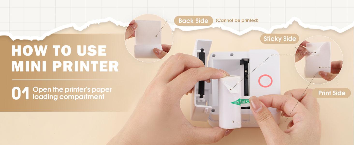 Print Pods Mini Printer, Thermal Inkless Sticker Maker With 10 Rolls Printing Paper, Pocket Printpod For Phone, Portable Printer For Notes, Flashcards, Journal, DIY, Compatible With iOS & Android