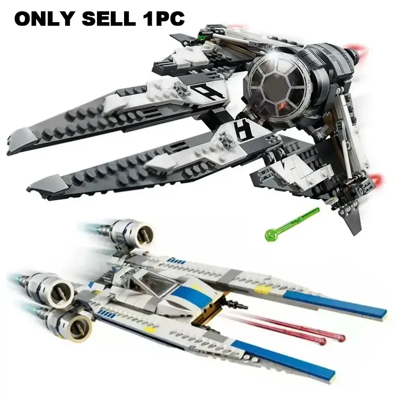 Space Battle Black Ace TIE Interceptor Building Blocks Rebel U-wing Starfighter Building Blocks Spaceship Airship Assemble Bricks Toys Gift For Boys Adult