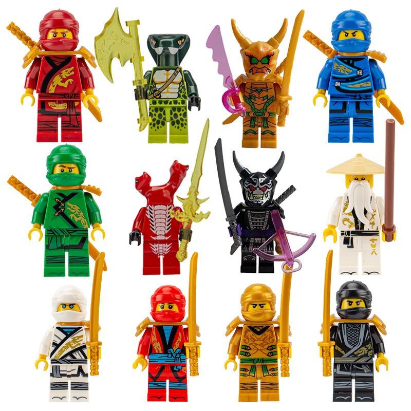 Building blocks gold ninja humanoid dolls educational splicing toys mini characters children's birthday gifts cartoon characterspopular popular