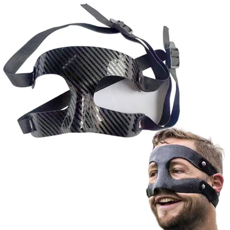 Unisex Adjustable Strap Striped PVC Carbon Fiber Half-Face Mask - Smooth PVC Shell, Easy-to-Clean Sports Protective Gear for Football, Playful Mask Making (Toys & Hobbies Specialty DIY Supply)