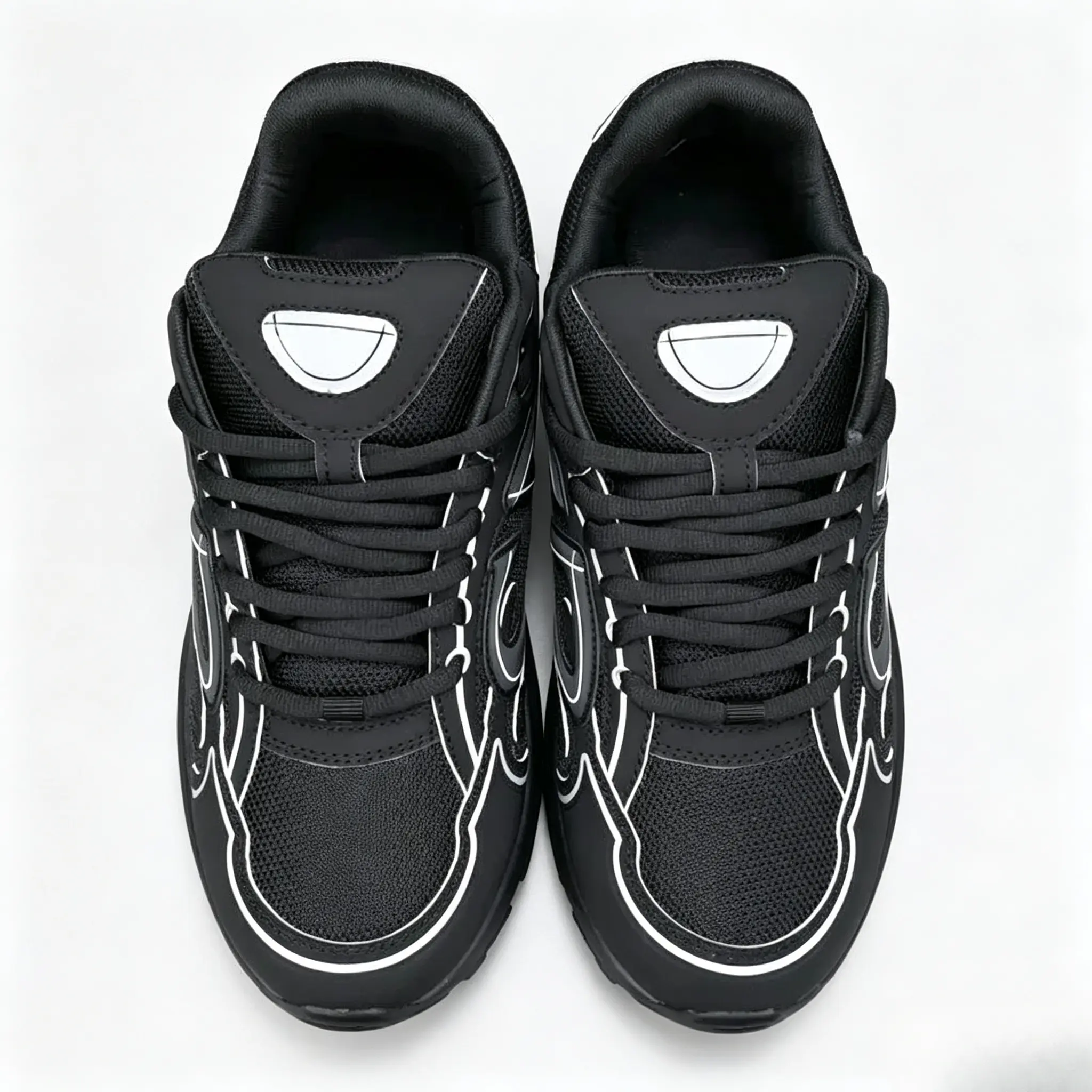 Men Retro Mesh Running Sneakers, Outline Line Thick Platform Dad Shoes, Breathable Lightweight Cushioned Casual Walking Trainers, Fashion Streetwear Non Slip Athletic Shoes For Daily Outdoor