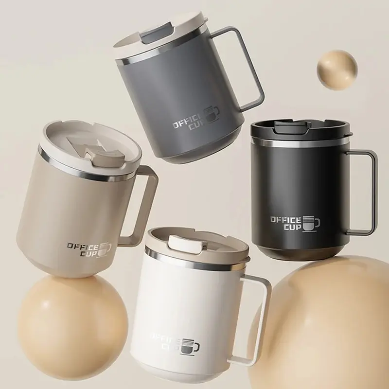 304 Stainless Steel Double-Wall Insulated Coffee Mug with Handle, Leakproof Drinking Cup for Home, Office & Everyday Use