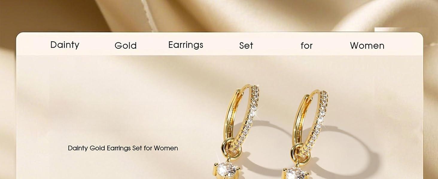 CASSIECA Gold-Plated Hoop Earrings for Women – Hypoallergenic Gold-Plated Hoops Cartilage Earring Sets for Multiple Piercing Dainty Silver Huggie Stud Earring Stacks with Charm