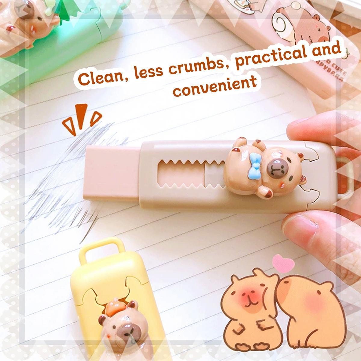 Cartoon Design Push & Pull Eraser, 1 Set Cute Students Pencil Erasers, Creative Cartoon Eraser for Students, Stationery Supplies, Office School Supplies