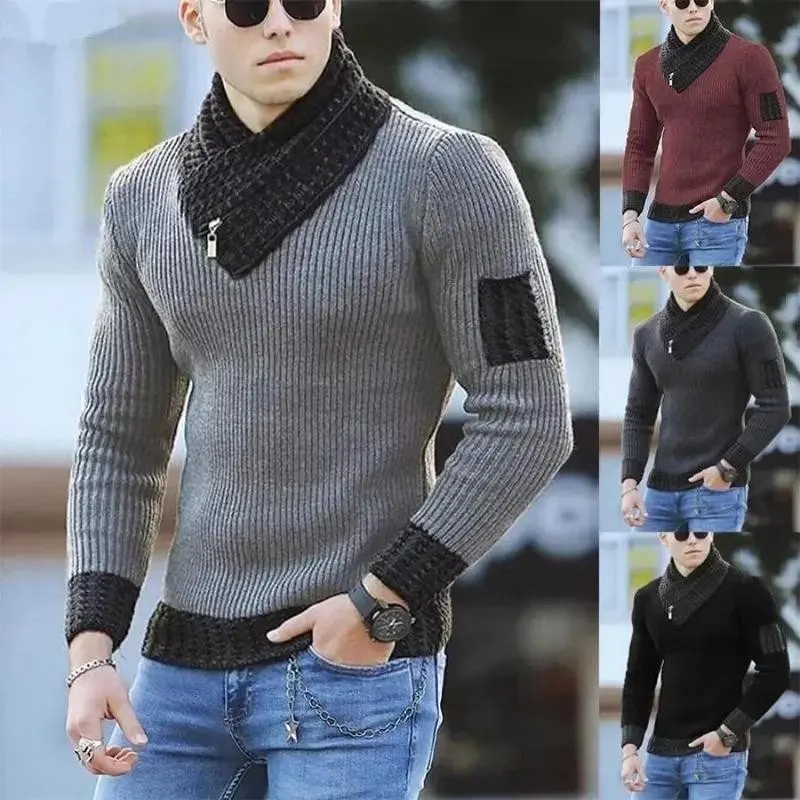 New Autumn Winter Men Casual Vintage Knitted Sweater Wool Turtleneck Oversize 2025 Korean Men Warm Cotton Pullovers Sweaters Knitwear Menswear