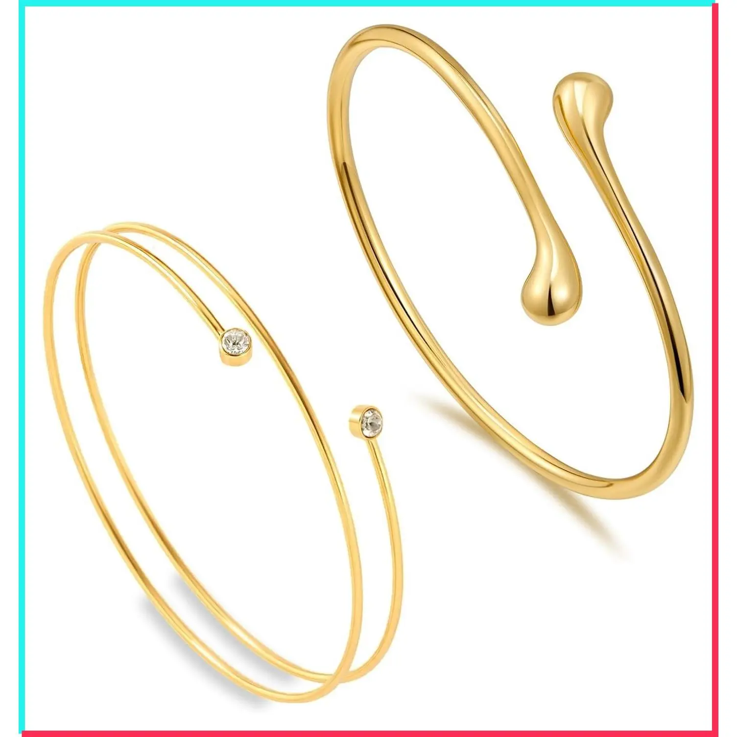 2PCS/3PCS Arm Cuff Bracelet Set for Women Adjustable Upper Arm Bangle Gold Silver Minimalist Jewelry Accessories