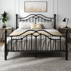 Metal Twin/Full/Queen Bed Frame With Headboard And Footboard, Modern Platform Bed Frame Support Up To 1000LBS, Under Bed Storage, No Box Spring Needed, Easy Assembly, Black/White