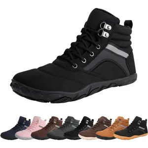 Womens Mens Winter Barefoot Boots Warm Minimalist Wide Toe Box Snow Boots Zero Drop Sole Outdoor Water Resistant Ankle Booties