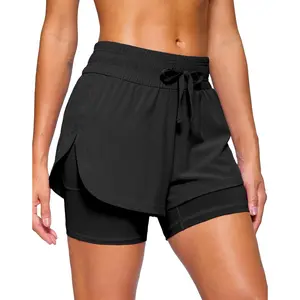 Women's 2 in 1 Running Shorts 5" Athletic Shorts High Waisted Workout Gym Tennis Exercise Shorts with Liner Pocket(Gift)